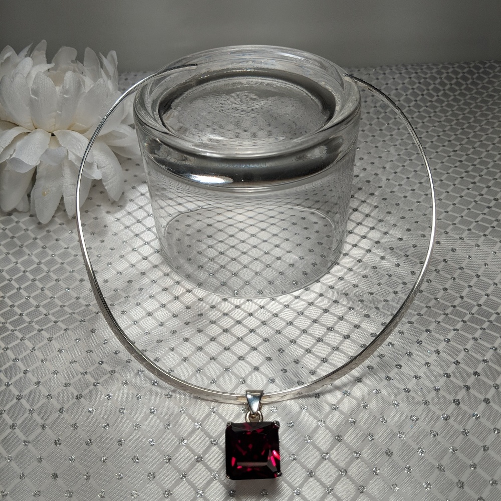 Sterling Silver Cuff Choker w/ Genuine Amethyst